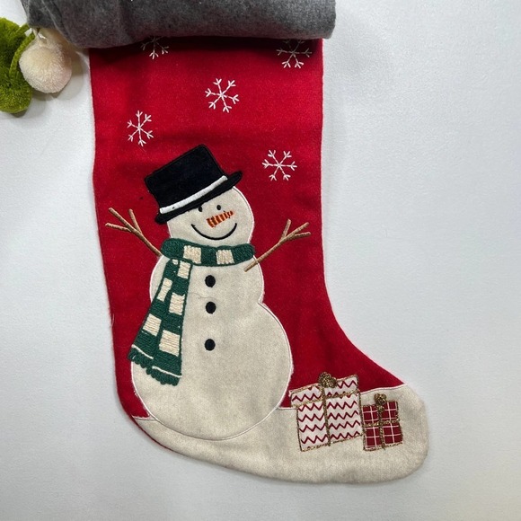 New Isaac Mizrahi Snowman & Polar Bear Christmas Stocking Set 2 Pack Wool Blend - Picture 3 of 6